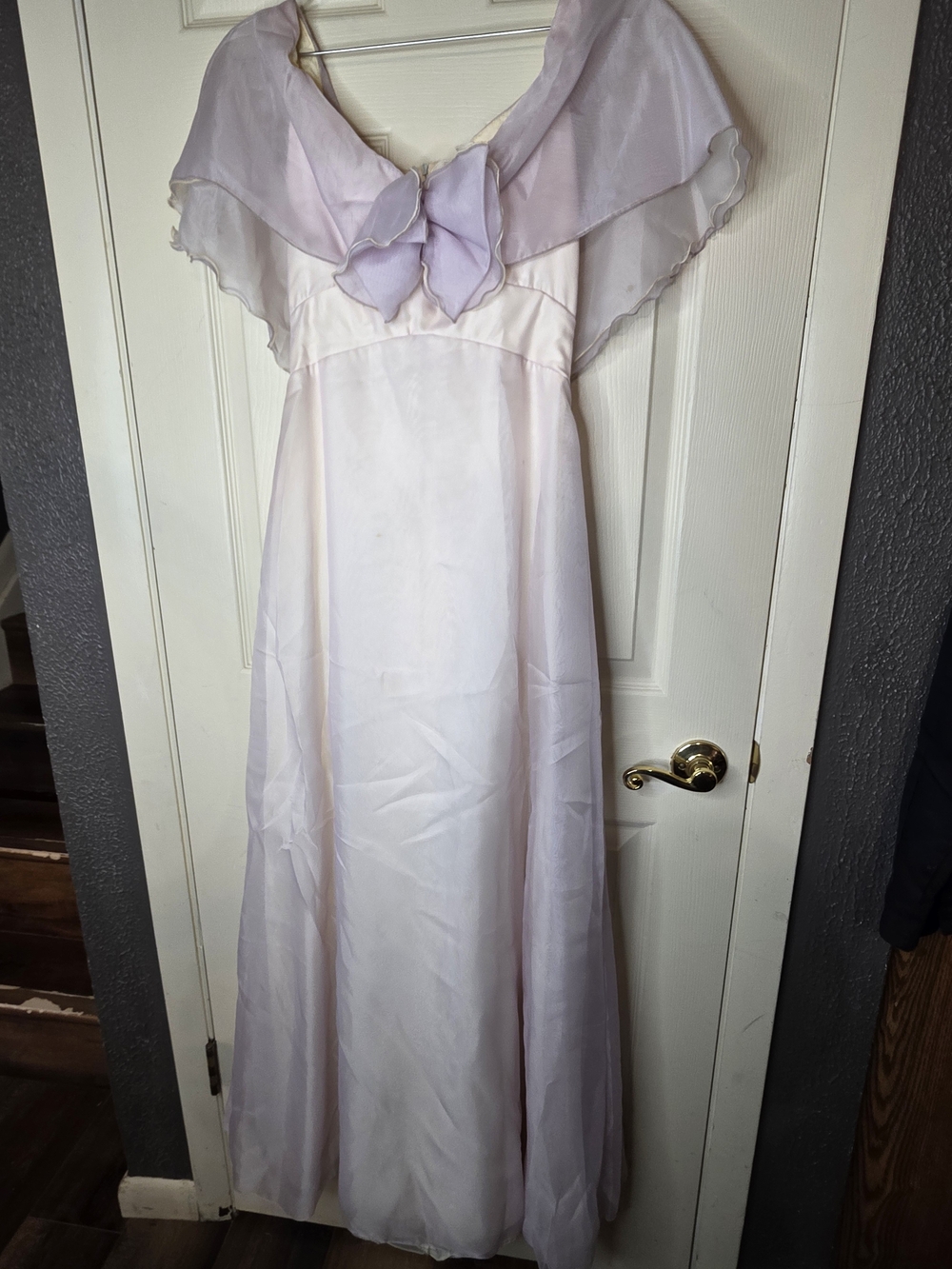 Vintage Priscilla of Boston Silk Blend Capelet Gown Pastel Purple Size S